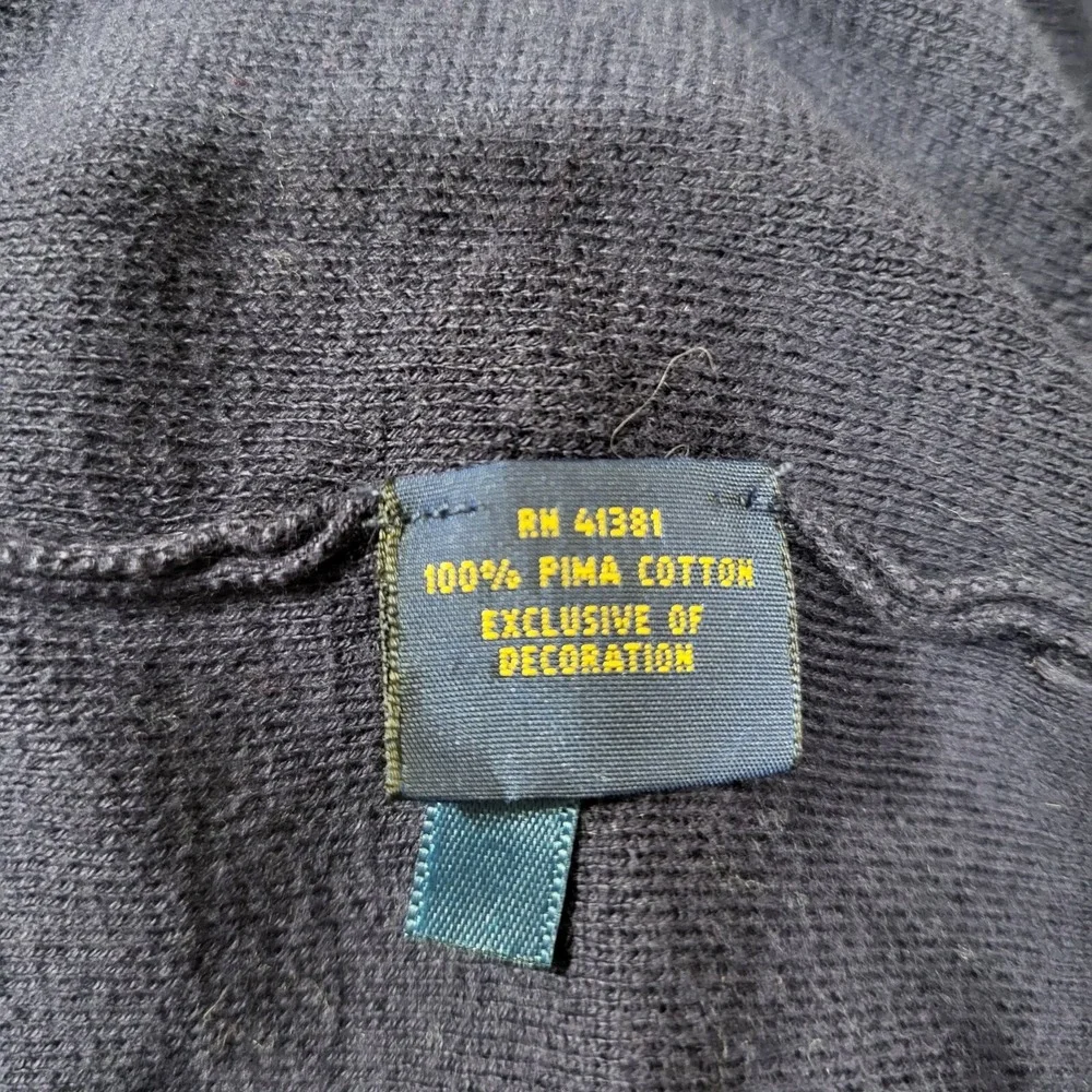 Polo Ralph‎ Lauren Men Sweater Large Blue Pima Cotton Logo Embroidered V Neck